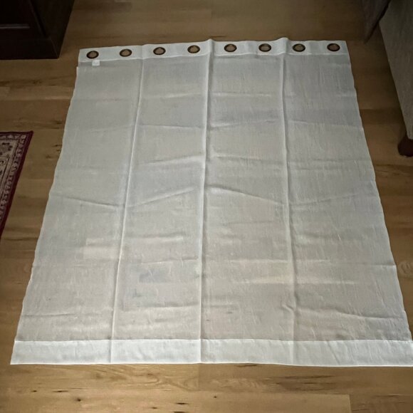 6 - 52" X 63" Royal Velvet Beige Textured Semi Sheer Window Panels with Grommets - Picture 2 of 6